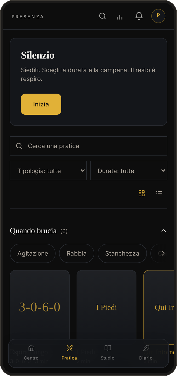 La stanza Pratica nell’app Presenza